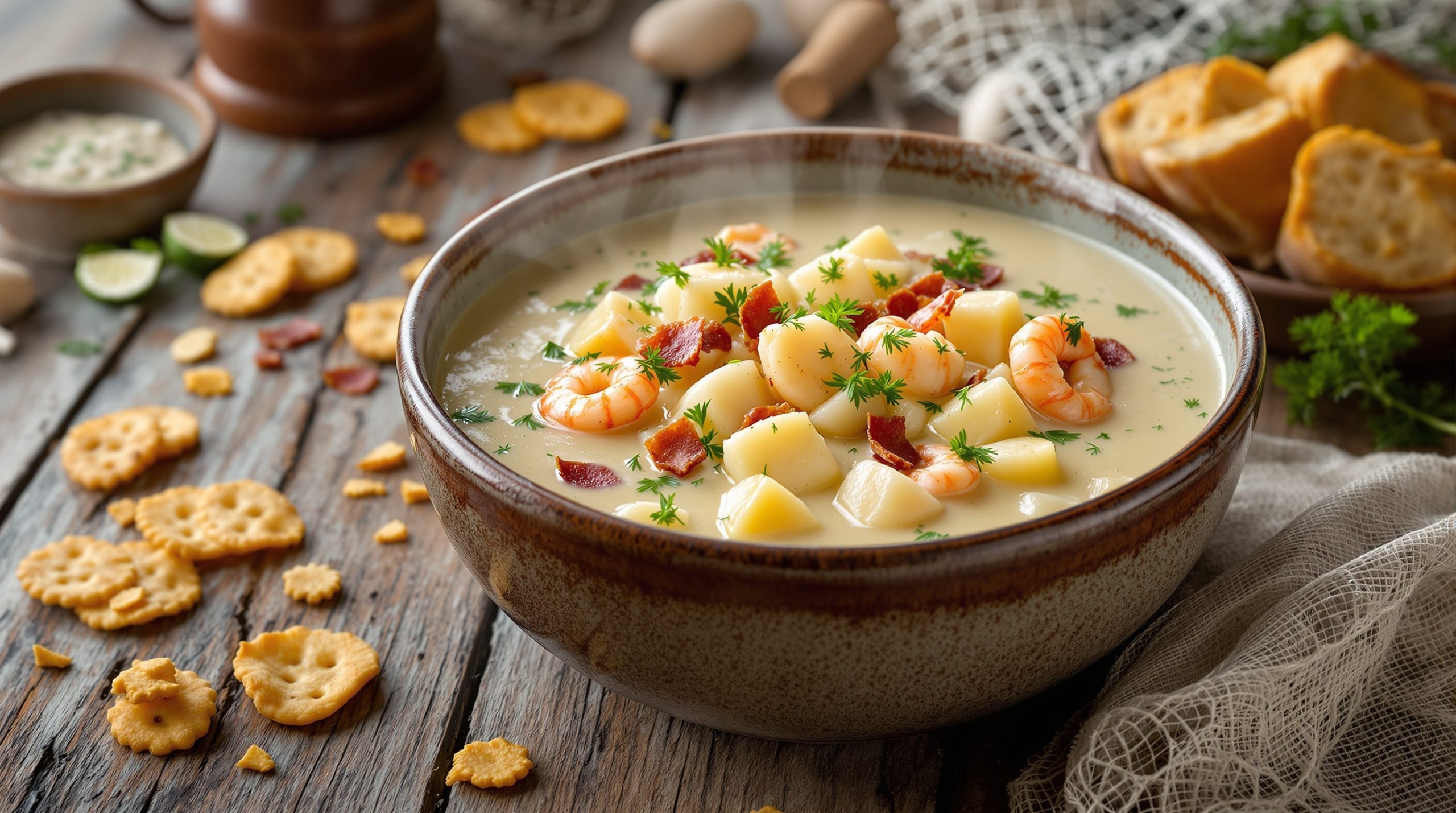 Chowder Supper Seafood Chowder opskrift - cremet havs suppe med skaldyr