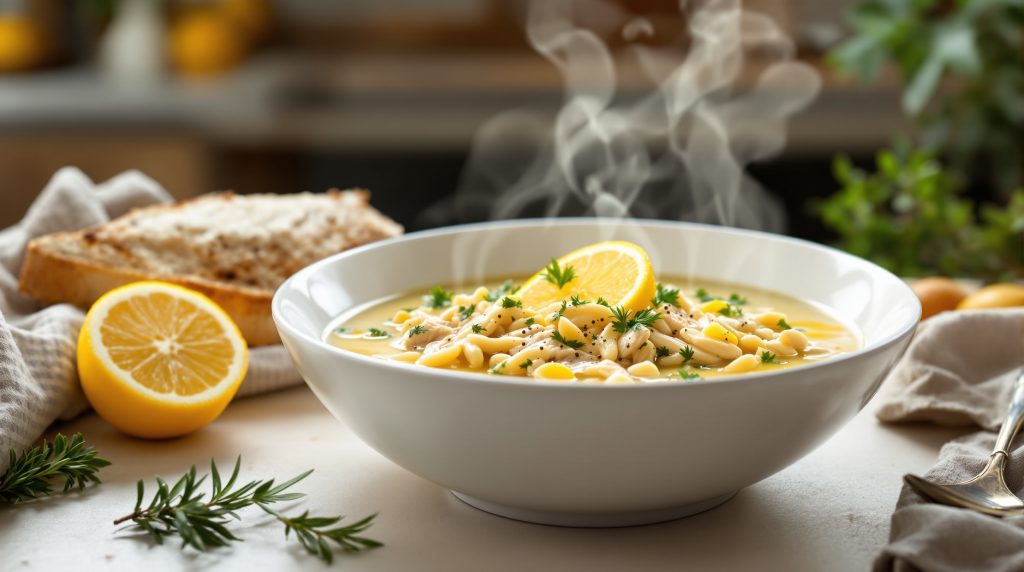 Græsk citron-kylling suppe