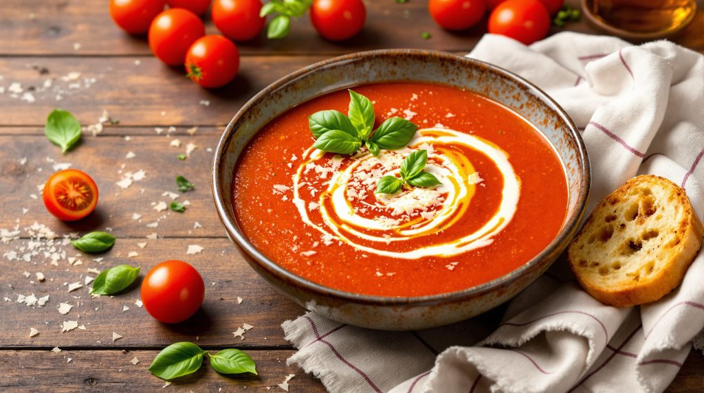 Italiensk tomat-basilikum suppe