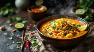 Thai kokos-nudelsuppe