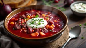 Ukrainsk rødbedesuppe med kød