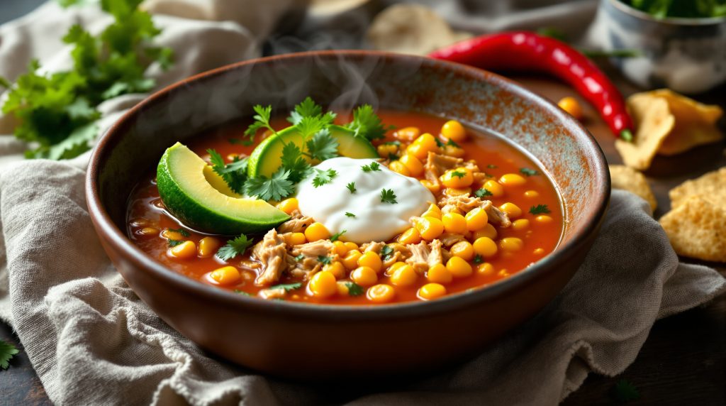 Majs- og kyllingesuppe fra New Mexico