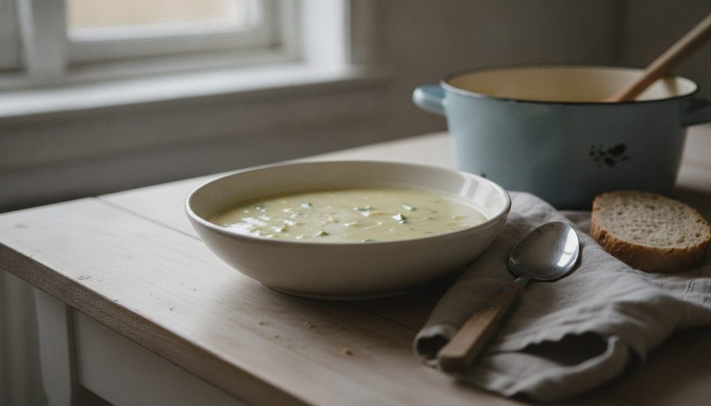 Skål med aspargessuppe