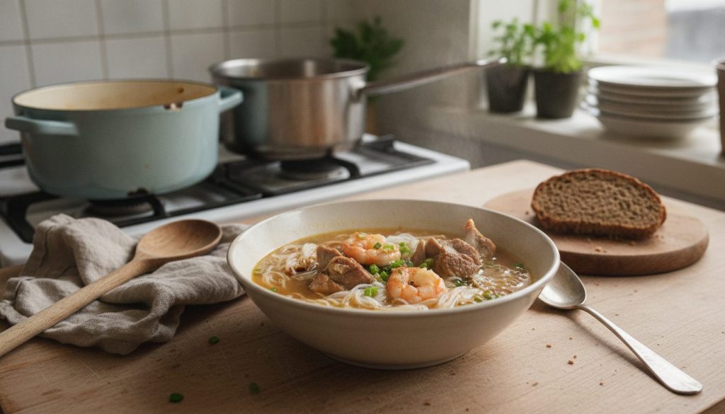 Skål med bee hoon suppe