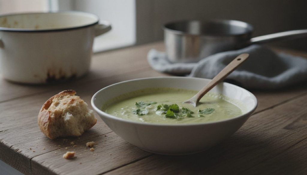 Skål med chilled avocado soup