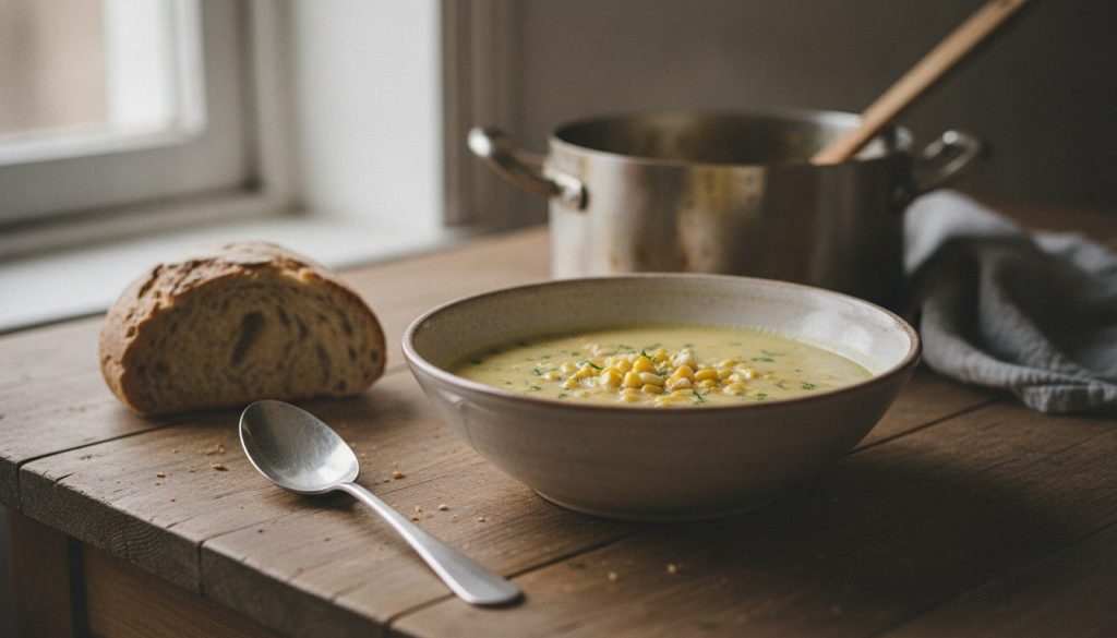 Skål med chilled corn soup