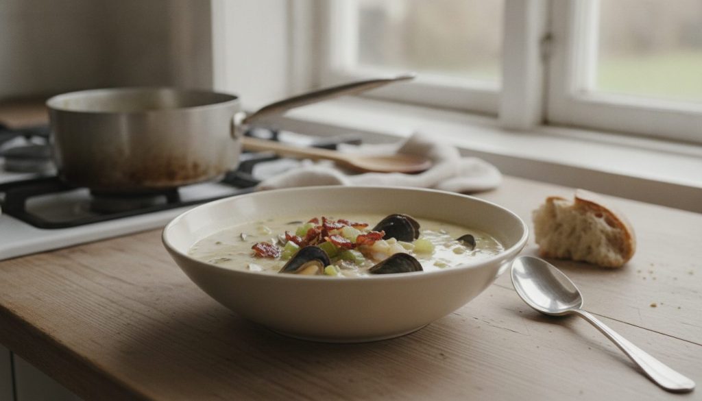 Skål med clam chowder