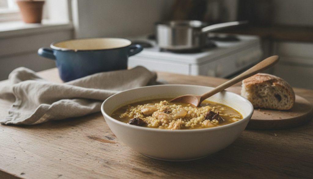 Skål med couscous soup