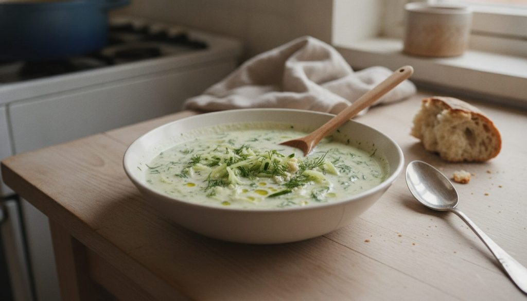 Skål med agurkesuppe