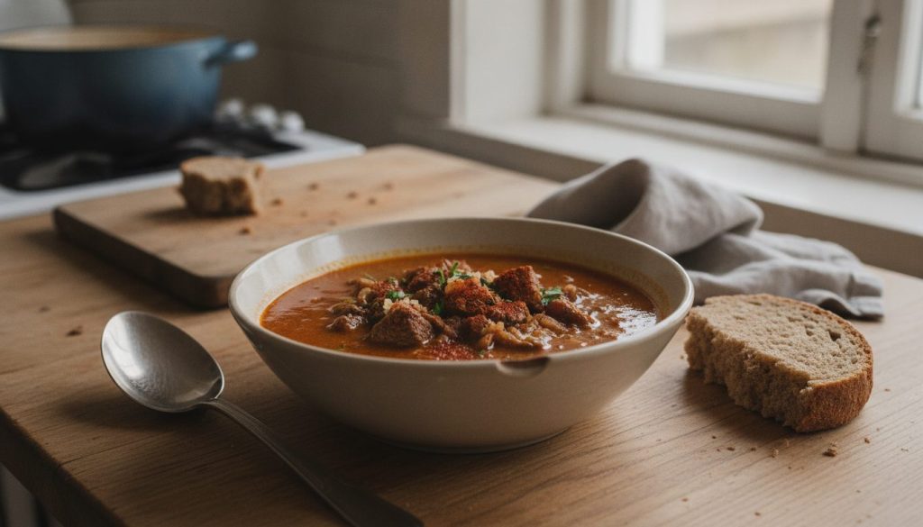 Skål med goulash soup