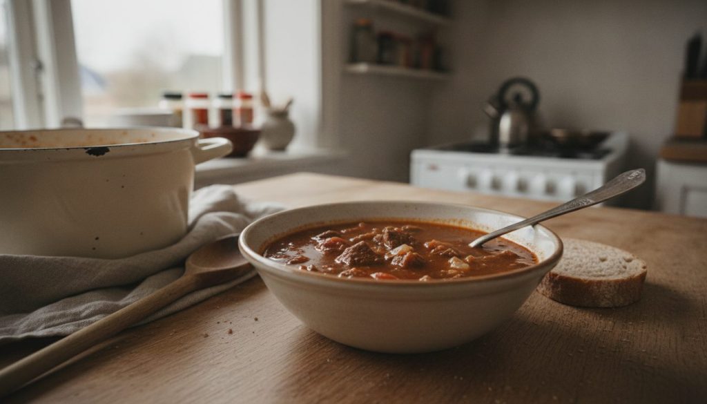Skål med goulashsuppe