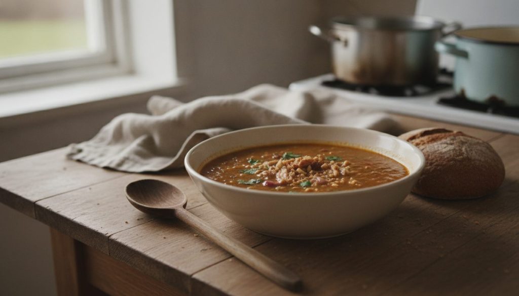 Skål med groundnut soup