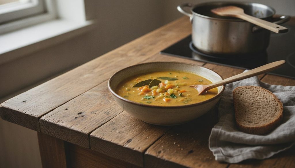 Skål med gulerodssuppe
