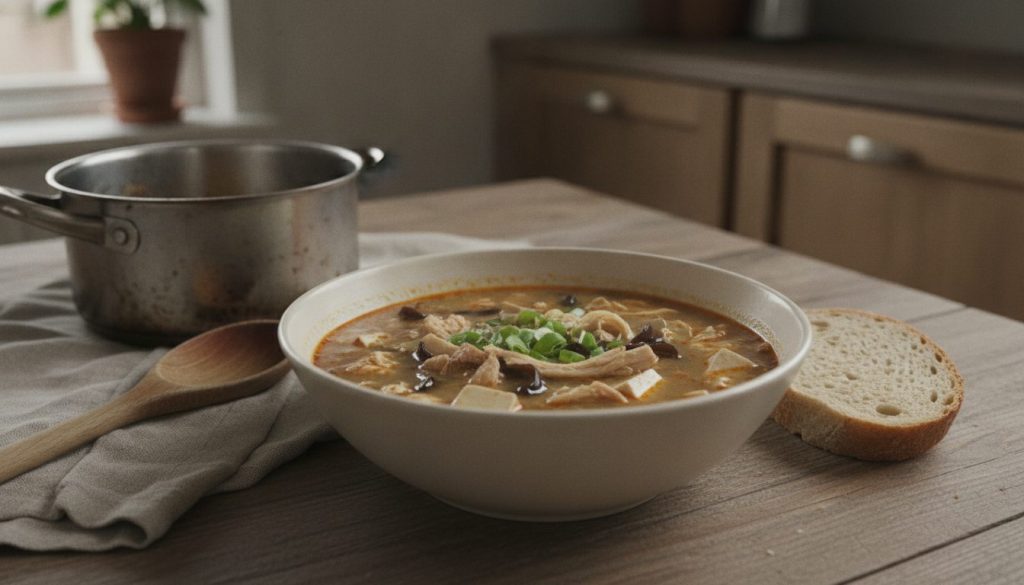 Skål med hot and sour soup