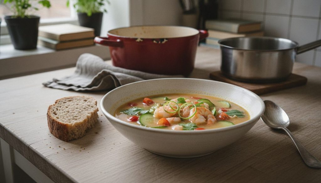 Skål med kald gazpacho-style tom yum