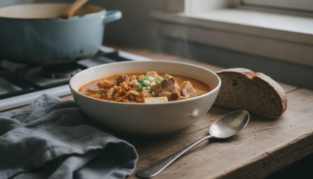 Skål med kimchi jjigae