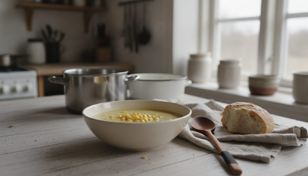 Skål med kinesisk majssuppe