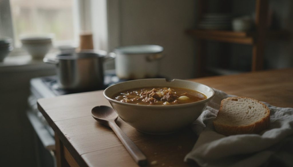 Skål med lu rou fan broth