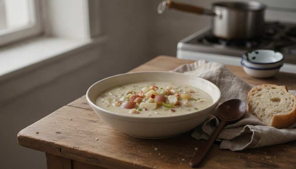 Skål med new england clam chowder