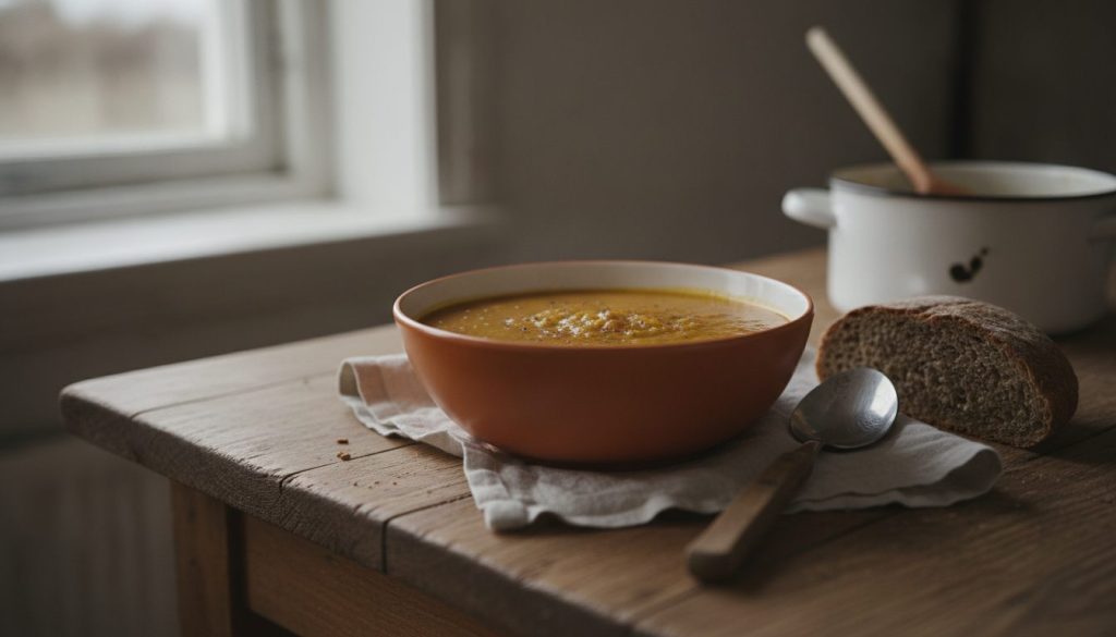Skål med græskarsuppe