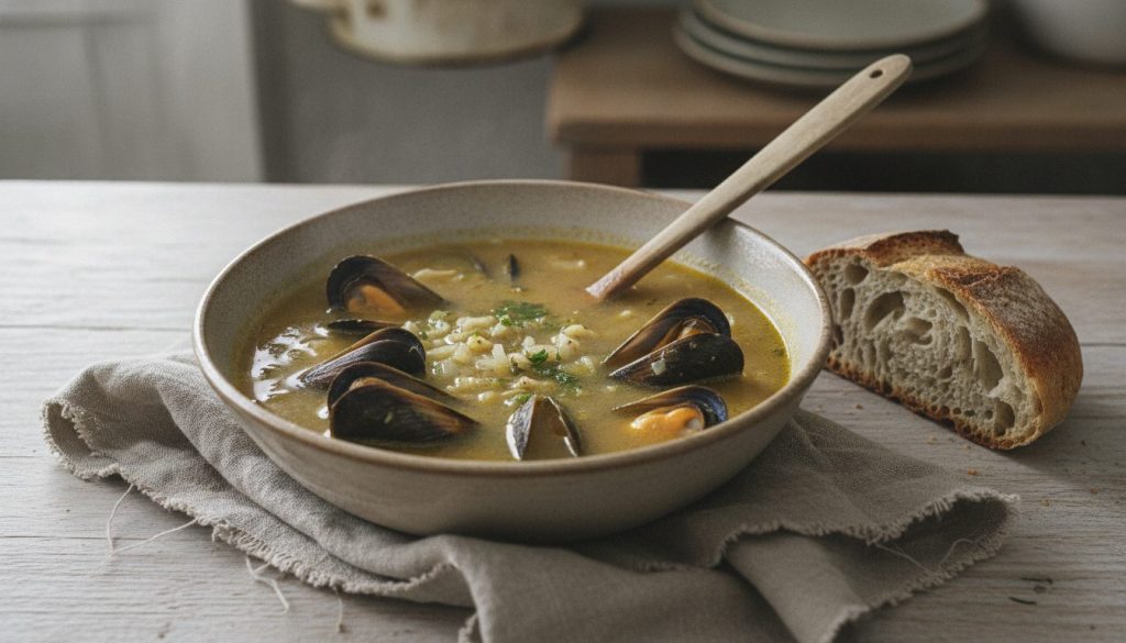 Skål med sardinsk muslingesuppe