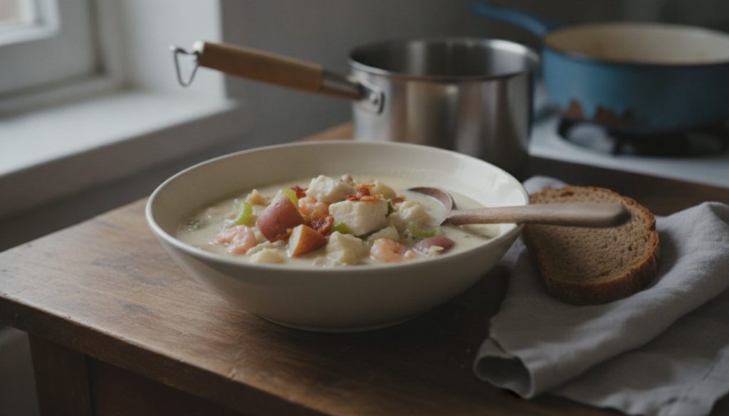 Skål med seafood chowder