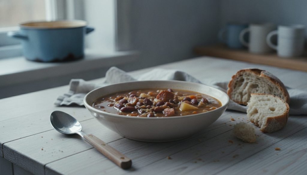 Skål med sopa de pedra