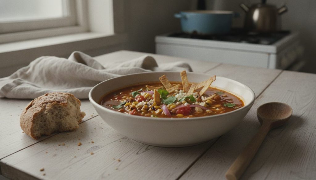 Skål med sopa de tortilla