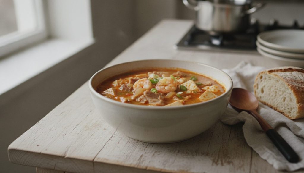 Skål med sundubu jjigae