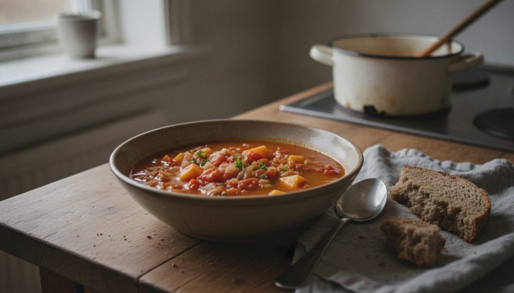 Skål med tomato and kumara soup