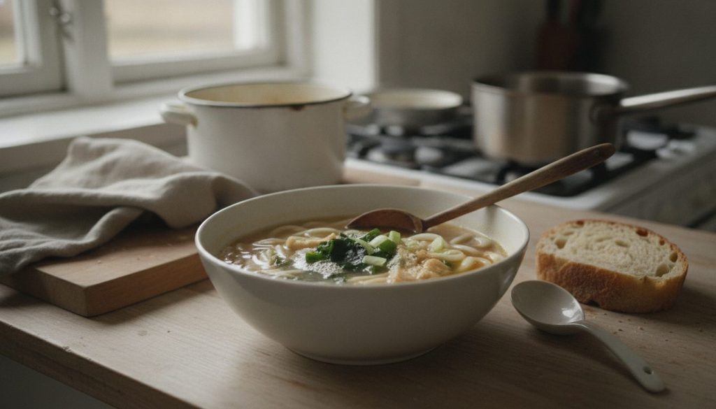 Skål med udon noodle soup